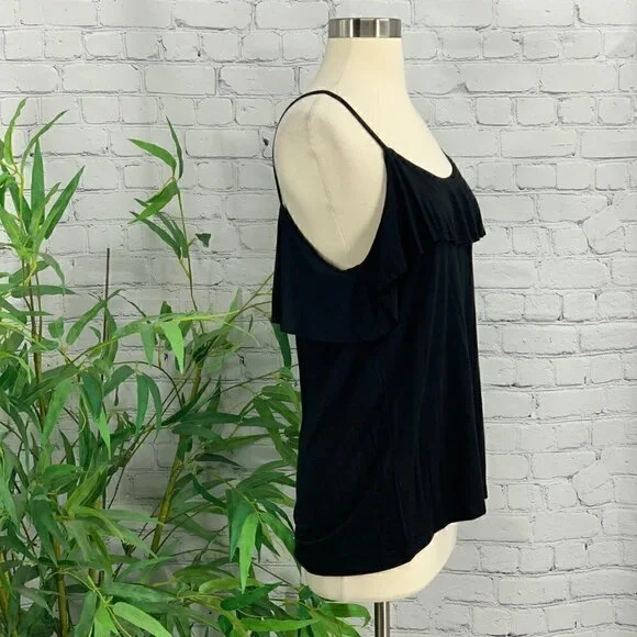 Double Zero Black Camisole w/ Ruffle Detail - Picture 3 of 7